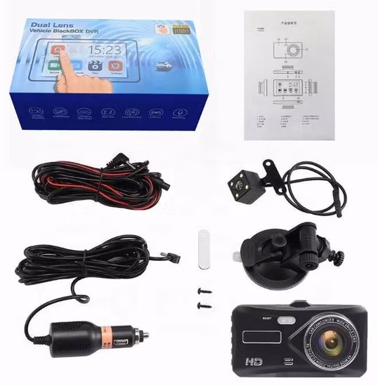 4 Inch 1080P Window Installed Dual Lens Touch Screen Dash Cam